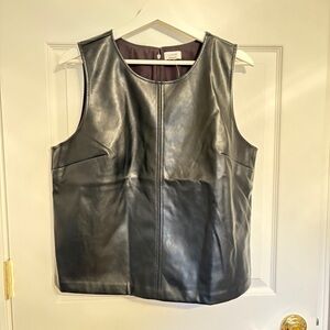 NWT J Crew Black Faux Leather Vest Size Large
